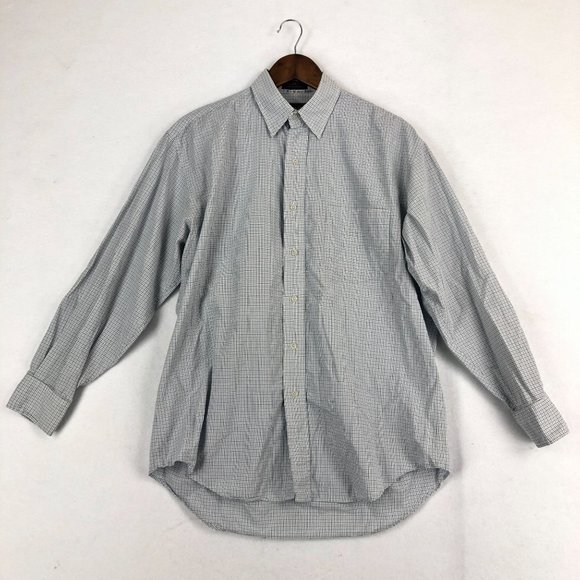 Chaps Ralph Lauren Men's Size 15 1/2 Blue White Button Down Long Sleeve Shirt - Picture 1 of 8